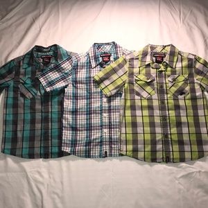 Three plaid button down shirts size 5/6